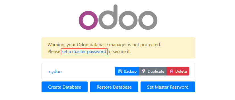 Odoo set a password
