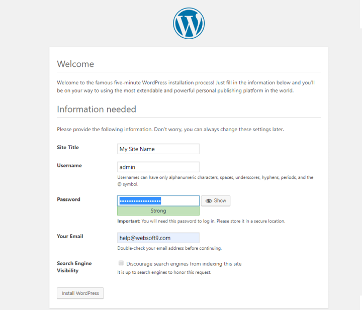 Wordpress installation administrator