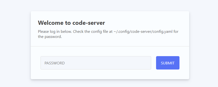 code-server 登录界面