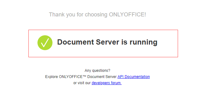 ONLYOFFICE Document Server is running